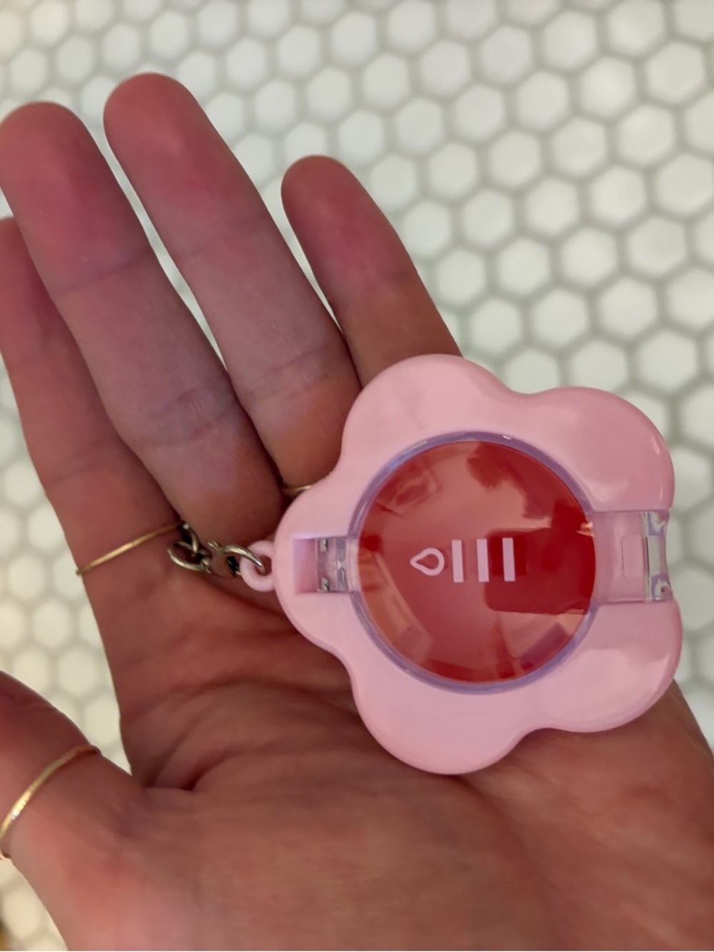 Pink Flower LED Keychain Light - Portable Phone Accessory